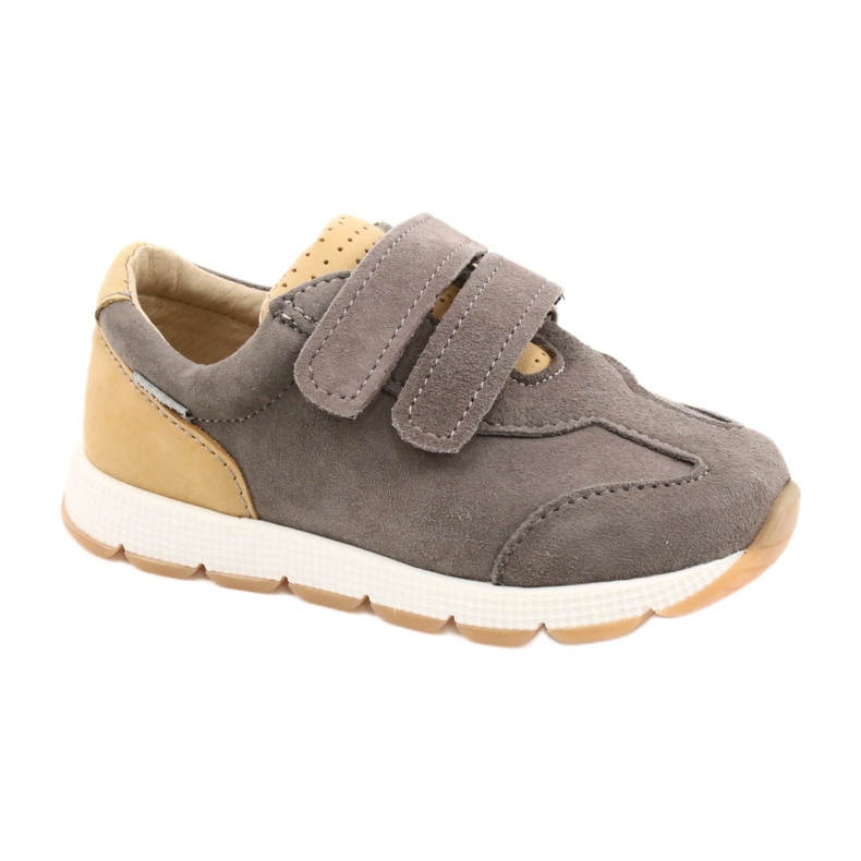 Zapato Casual Piel Niño Mazurek 1362 Velcro marrón amarillo
