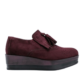 Zapatos brogue de ante granate en la cuña Makenzie rojo