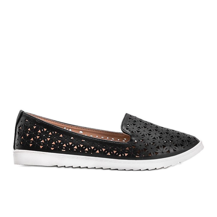 Mocasines negros con acabado Margari calado