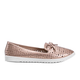 Mocasines Champagne con acabado Madalyne calado rosa