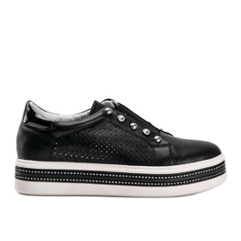Zapatillas negras de Slip On decoradas con circonita Beatriz negro
