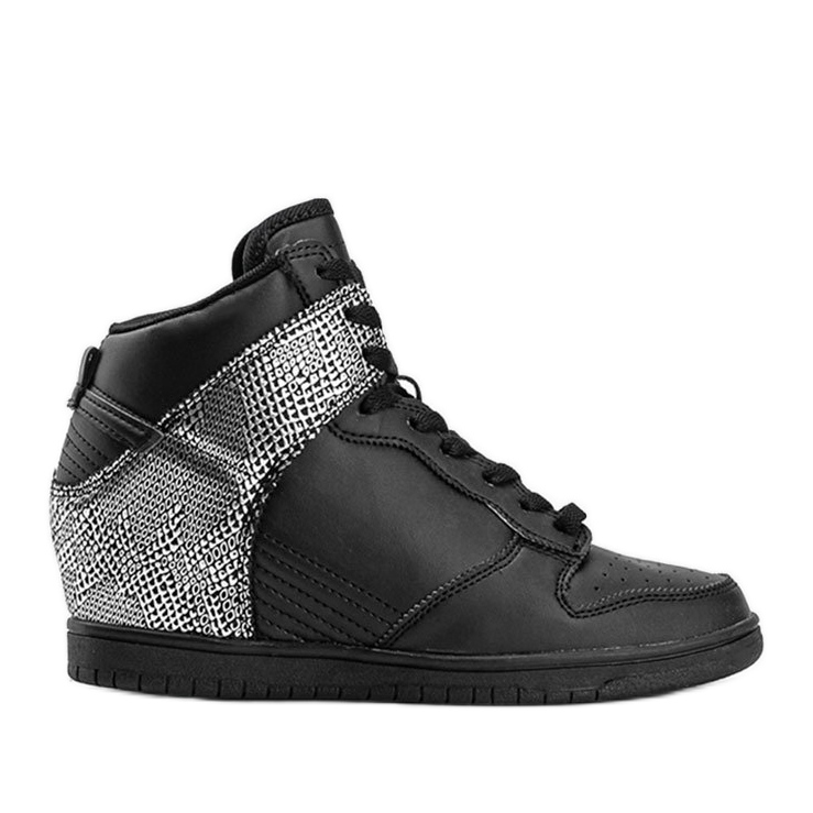 Deportivas tobilleras negras con motivo animal negro Deportivas tobilleras negras con motivo animal negro