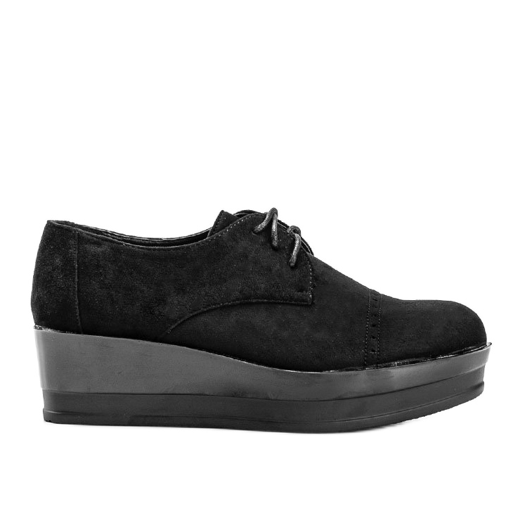 Zapatos de ante negro con suela alta Elisabeth