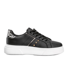 Zapatillas negras con motivo de piel de serpiente de Ellen negro