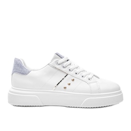 Zapatillas blancas con aplicación de ante ecológico azul Ellen blanco