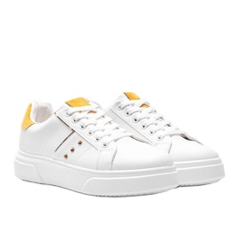 Zapatillas blancas con inserto de ante ecológico Ellen amarillo blanco