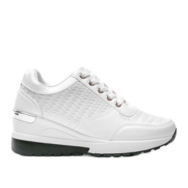 Zapatillas blancas brillantes en la cuña Mara blanco