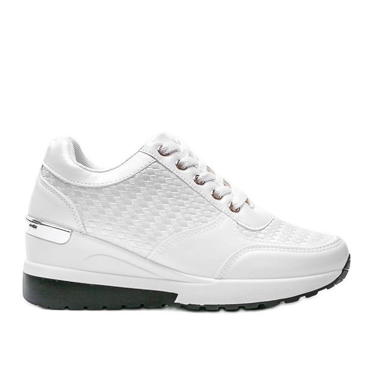 Zapatillas blancas brillantes en la cuña Mara blanco