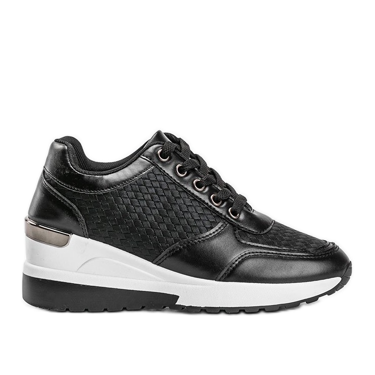 Zapatillas negras brillantes en la cuña Mara negro Zapatillas negras brillantes en la cuña Mara negro