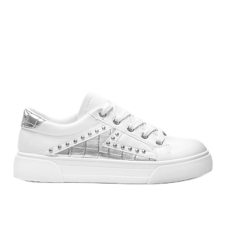 Deportivas blancas con accesorios Gloria plateados blanco
