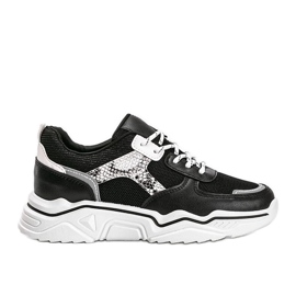 Deportivas negras de suela gruesa con estampado de piel de serpiente Anika negro