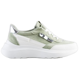 SHELOVET Zapatillas de gamuza con estilo blanco verde SHELOVET Zapatillas de gamuza con estilo blanco verde