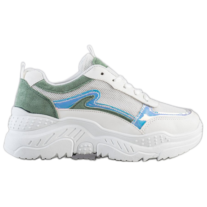 SHELOVET Zapatillas con inserciones verdes blanco
