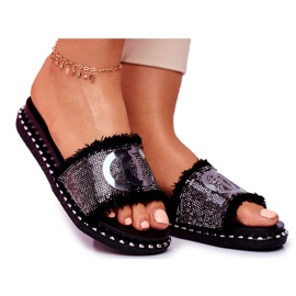 PS1 Chanclas con cristales en la plataforma Black Candy Man negro
