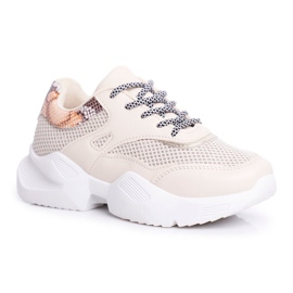 PS1 Zapatillas Deportivas Mujer Piel Serpiente Beige Giselle marrón dorado