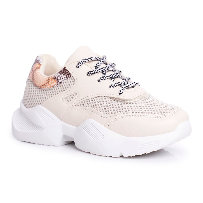 PS1 Zapatillas Deportivas Mujer Piel Serpiente Beige Giselle marrón dorado