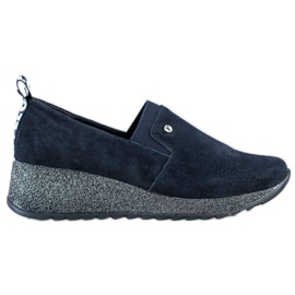 Filippo Zapatos de brocado de piel azul marino