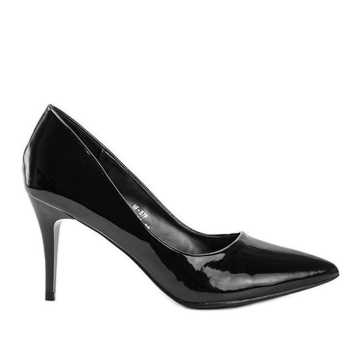 Zapatos de salón clásicos lacados en negro en el tacón de aguja Allyssa