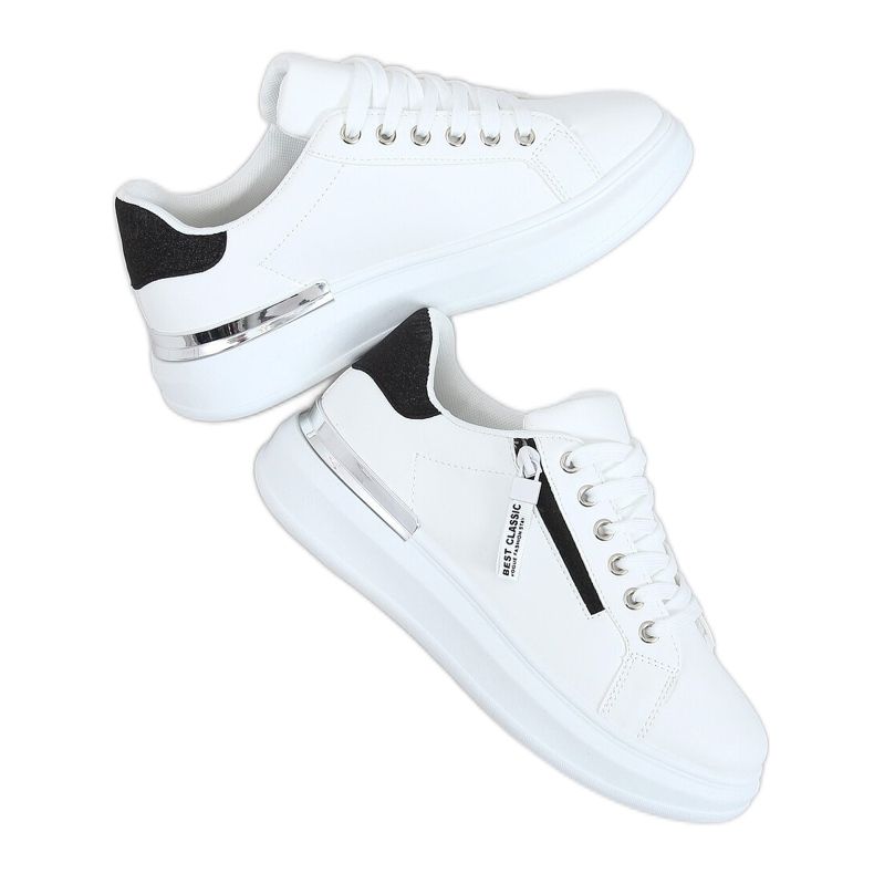 Zapatillas de mujer blancas F006 BLANCO / NEGRO