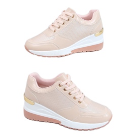 Pink MY-2717 Calzado deportivo rosa con tacón de cuña oculto rosado Pink MY-2717 Calzado deportivo rosa con tacón de cuña oculto rosado