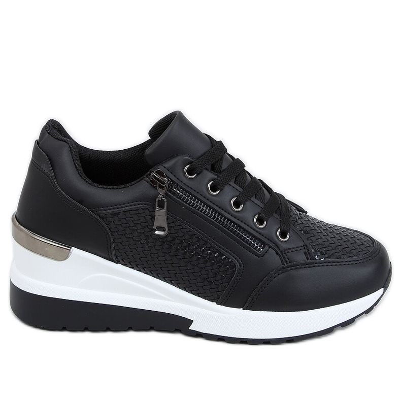 Negro MY-2716 Calzado deportivo negro con tacón de cuña oculto Negro MY-2716 Calzado deportivo negro con tacón de cuña oculto