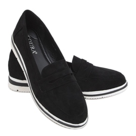 Black 1151 Mocasines negros con suela alta