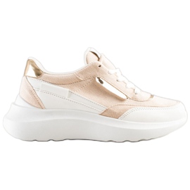 SHELOVET Zapatillas de gamuza con estilo beige blanco