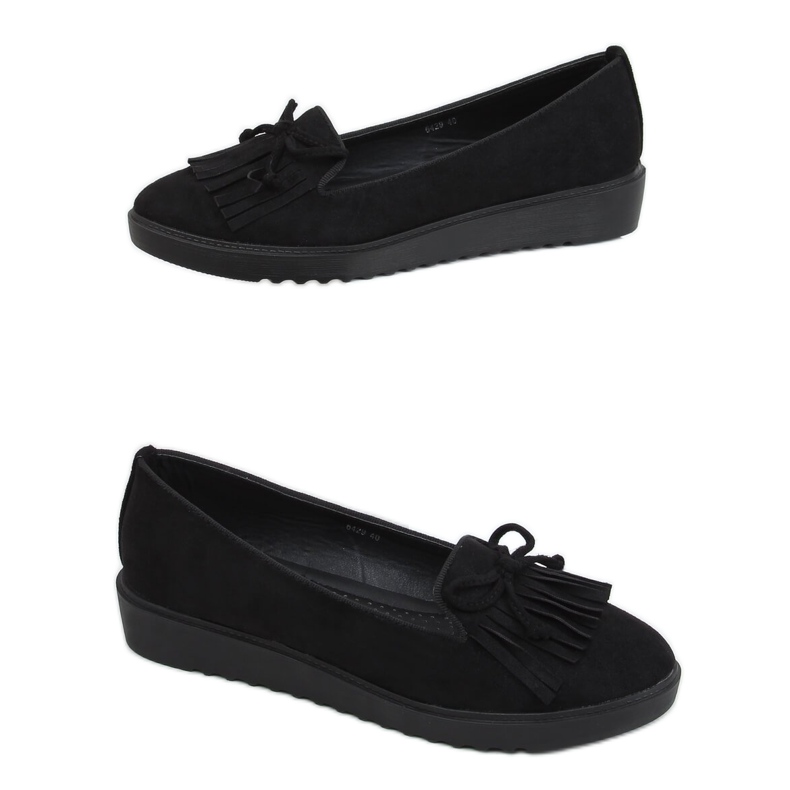 Mocasines negros con flecos 6429 Negro