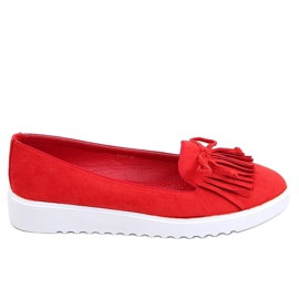 Mocasines rojos con flecos 6429 Rojo