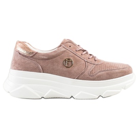 Filippo Zapatillas de cuero en la plataforma marrón rosado