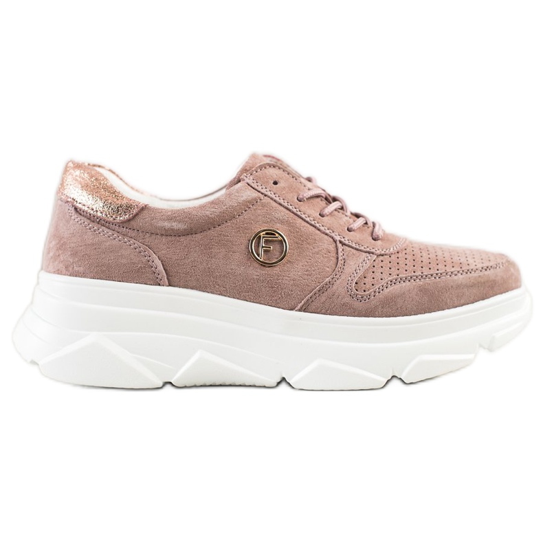 Filippo Zapatillas de cuero en la plataforma marrón rosado
