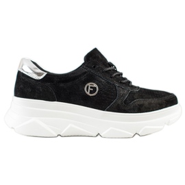 Filippo Zapatillas de cuero en la plataforma negro