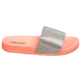 Seastar Pantuflas con Cristales naranja plata