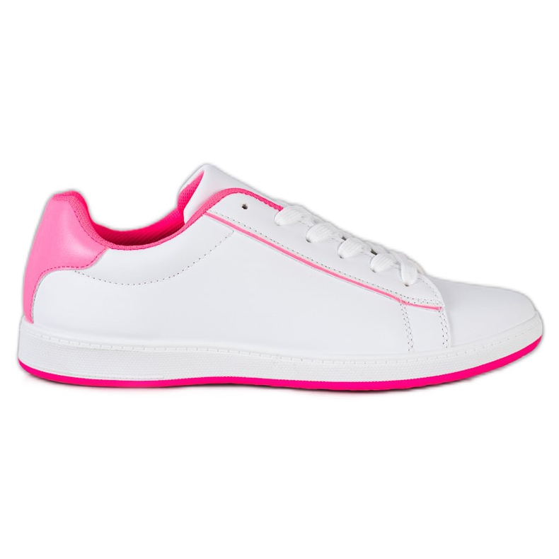 SHELOVET Zapatillas bajas con cuero ecológico blanco rosado