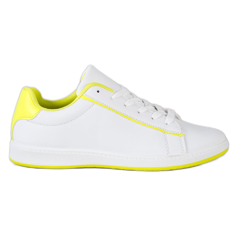 SHELOVET Zapatillas bajas con cuero ecológico blanco amarillo