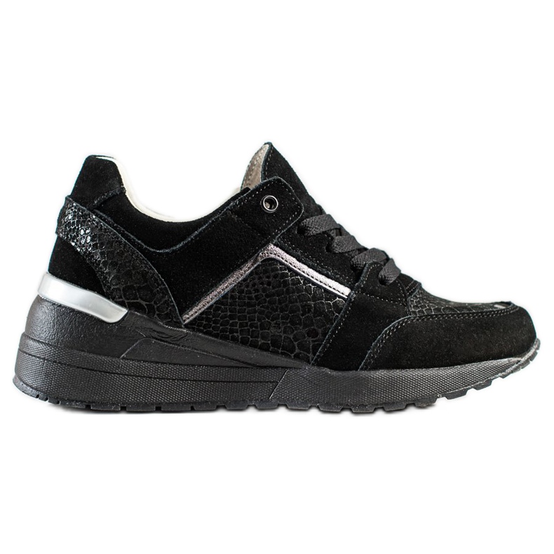 Evento Zapatillas de piel con estampado de serpiente negro