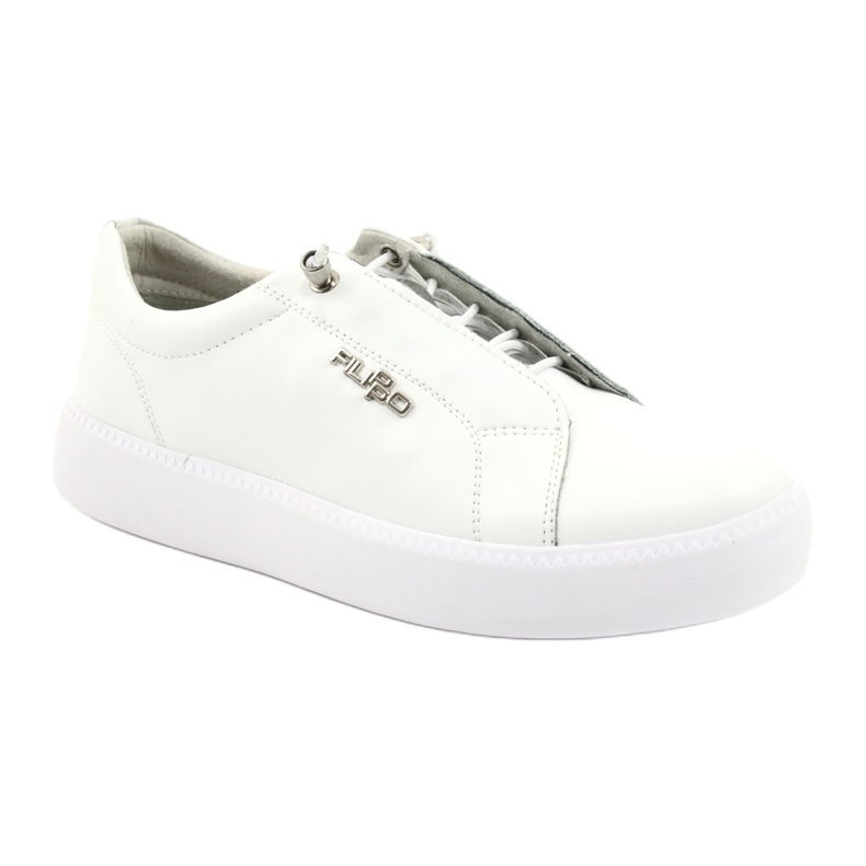 Filippo Zapatillas de cuero con estilo DP2041 / 21 WH blanco plata
