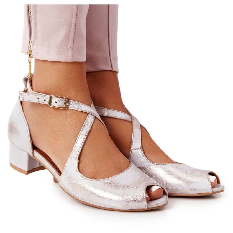 Sandalias Piel Tacón Alto Maciejka 04509-45 Beige-Dorado