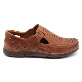 Polbut Zapatos de verano calados para hombre J73L camel marrón