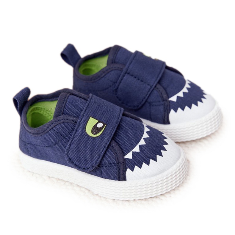 Deportivas Infantiles Con Velcro Con Tiburón Azul Marino Deportivas Infantiles Con Velcro Con Tiburón Azul Marino