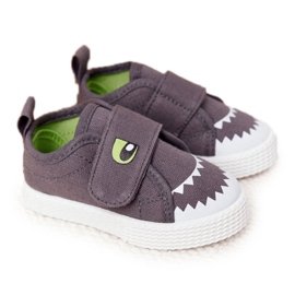 Deportivas Infantiles Con Velcro Tiburón Gris
