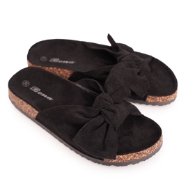 PB2 Pantuflas infantiles negras sobre negro Little Wendy