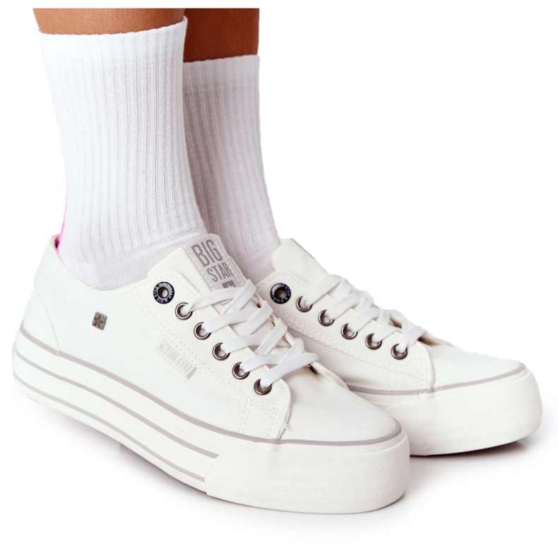 Zapatillas de mujer On the Big Star HH274052 Plataforma blanca blanco