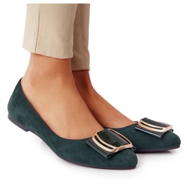 Bailarinas de ante con hebilla Sergio Leone BL623 ​​Verde