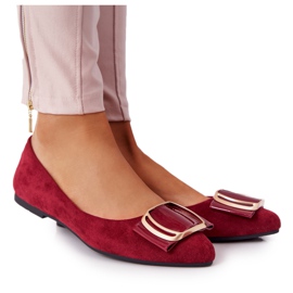 Bailarinas De Ante Con Hebilla Sergio Leone BL623 ​​Burdeos rojo multicolor