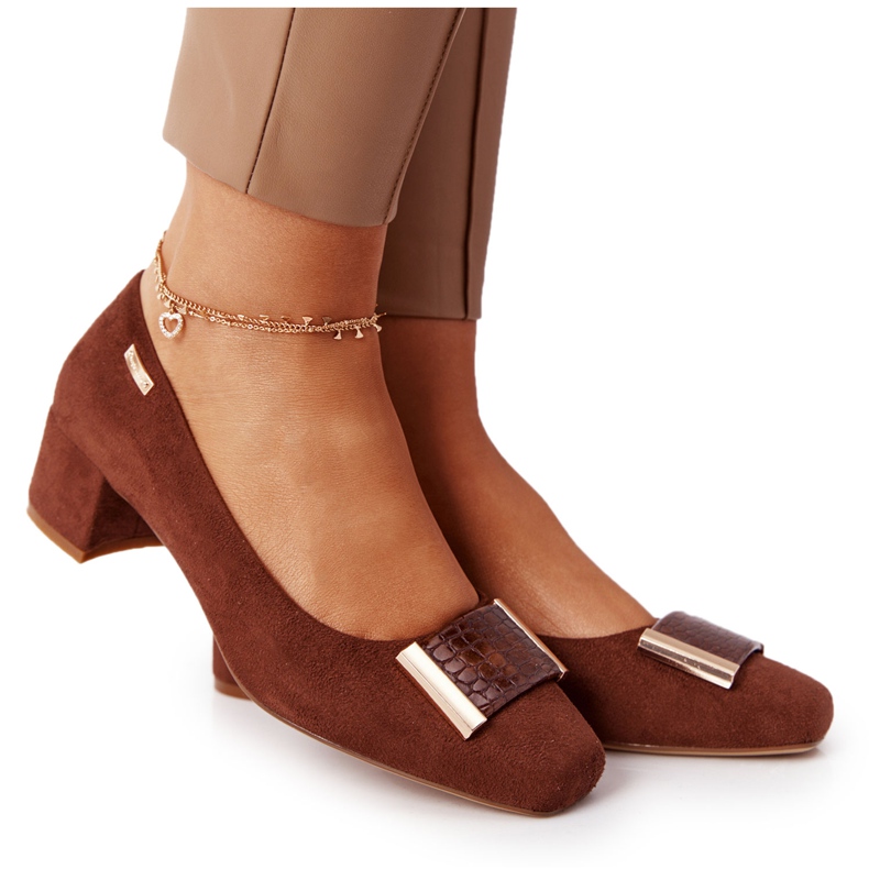 Zapato de salón en ante en el talón Sergio Leone PB142 Marrón
