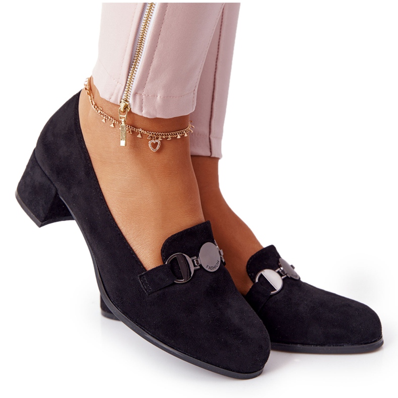 Zapatos De Salón De Ante En El Talón Sergio Leone PB148 Negro