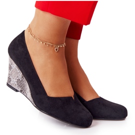 Zapato de Salón con Cuña Sergio Leone PB767 Serpiente Negro