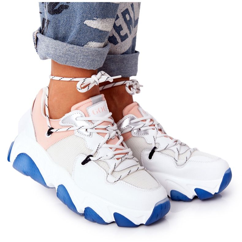 Zapatillas deportivas con suela ancha GOE HH2N4034 Blanco-Rosa