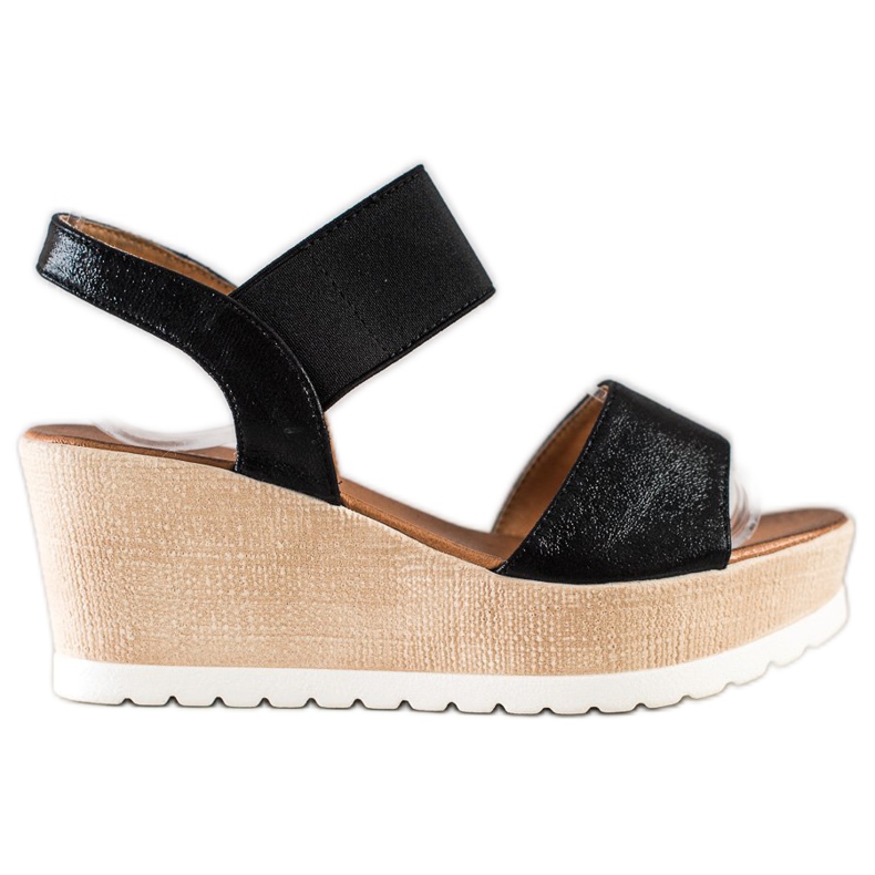Seastar Sandalias brillantes en cuña negro